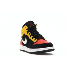 Подростковые Jordan 1 Mid Black Amarillo Team Orange (GS)
