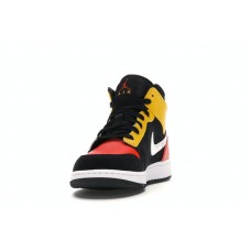 Подростковые Jordan 1 Mid Black Amarillo Team Orange (GS)