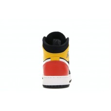 Подростковые Jordan 1 Mid Black Amarillo Team Orange (GS)