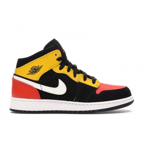 Nike Air Jordan 1 Mid SE GS Amarillo Team Orange - подростковая сетка размеров