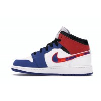Подростковые Jordan 1 Mid Rush Blue University Red (GS)