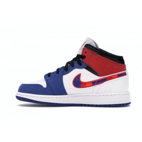 Air Jordan 1 MID SE GS Multicolored Swoosh - подростковая сетка размеров