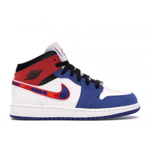 Air Jordan 1 MID SE GS Multicolored Swoosh - подростковая сетка размеров