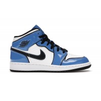 Подростковые кроссовки Jordan 1 Mid Signal Blue (GS)