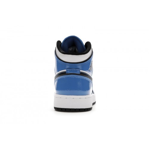 Кроссы Jordan 1 Mid Signal Blue (GS) - подростковая сетка размеров