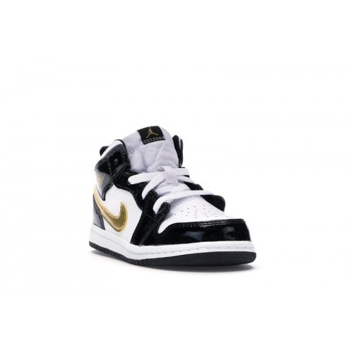 Air Jordan 1 Mid Patent SE TD Black Gold - детская сетка размеров