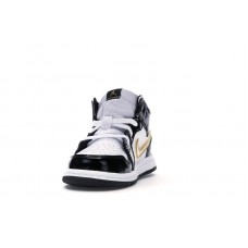 Малышам Jordan 1 Mid Patent Black White Gold (TD)