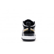 Малышам Jordan 1 Mid Patent Black White Gold (TD)