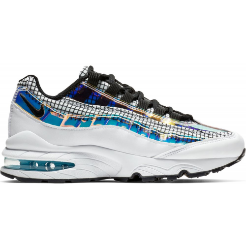 Кроссы Nike Air Max 95 LV8 White Blue Glaze Black (GS) - подростковая сетка размеров