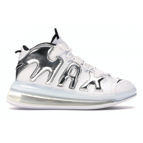 Кроссы Nike Air More Uptempo 720 White Metallic Silver - мужская сетка размеров