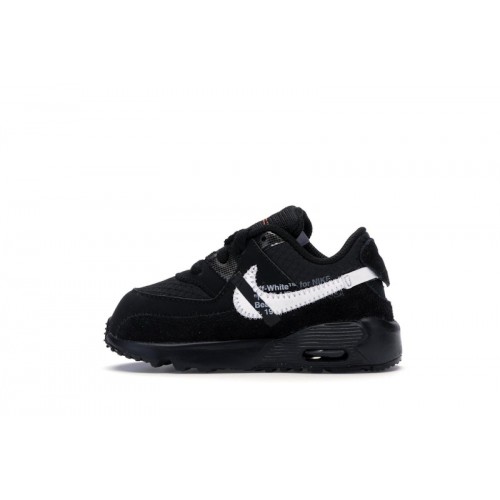 Кроссы Nike Air Max 90 Off-White Black (TD) - детская сетка размеров