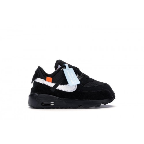 Кроссы Nike Air Max 90 Off-White Black (TD) - детская сетка размеров