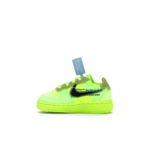 Кроссы Nike Air Force 1 Low Off-White Volt (TD) - детская сетка размеров