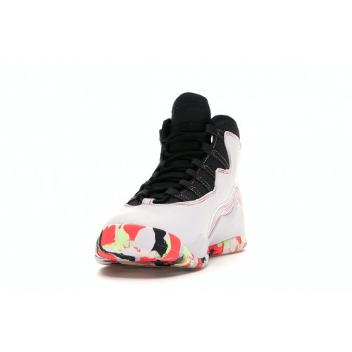 Кроссы Jordan 10 Retro White Barely Volt Ember Glow (GS) - подростковая сетка размеров Кроссы Jordan 10 Retro White Barely Volt Ember Glow (GS) - подростковая сетка размеров
