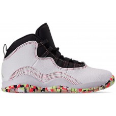 Детские кроссовки Jordan 10 Retro White Barely Volt Ember Glow (PS)