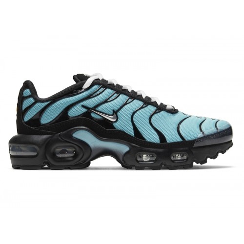 Кроссы Nike Air Max Plus Aqua Black White Metallic Silver (GS) - подростковая сетка размеров