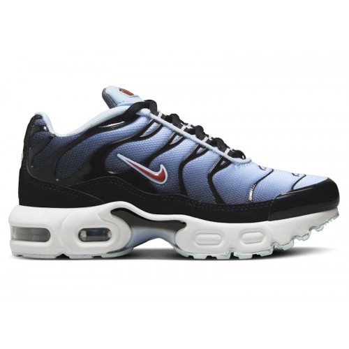 Кроссы Nike Air Max Plus Black Blue Tint Light Smoke Grey Rugged Orange (PS) - детская сетка размеров