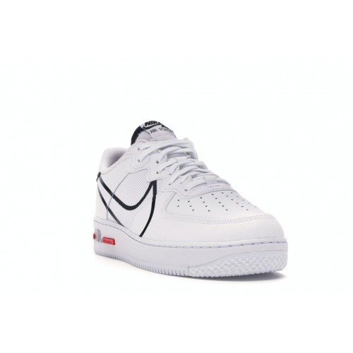Кроссы Nike Air Force 1 React White Black Red - мужская сетка размеров