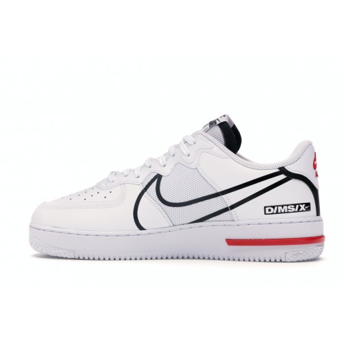 Кроссы Nike Air Force 1 React White Black Red - мужская сетка размеров