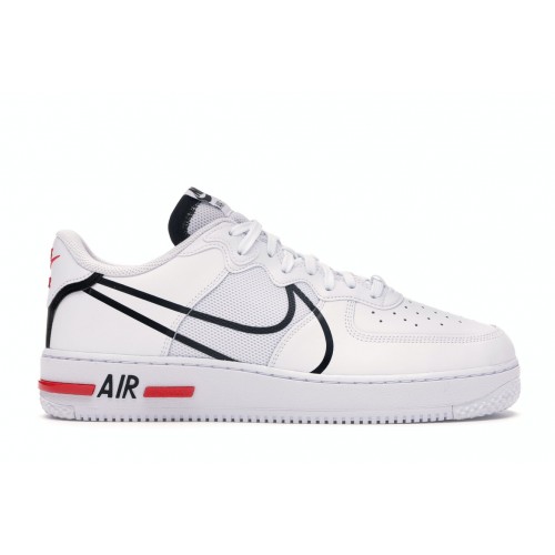 Кроссы Nike Air Force 1 React White Black Red - мужская сетка размеров