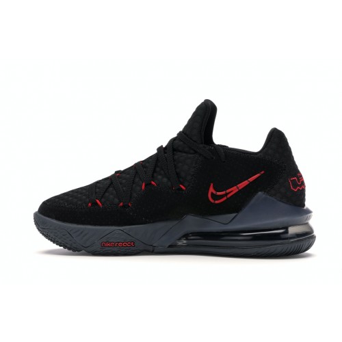 Кроссы Nike LeBron 17 Low Black Red Dark Grey - мужская сетка размеров