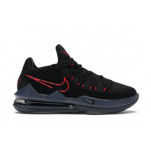 Кроссы Nike LeBron 17 Low Black Red Dark Grey - мужская сетка размеров