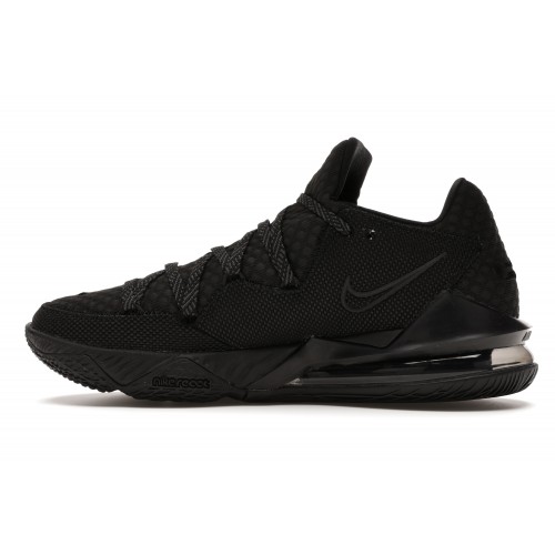 Кроссы Nike LeBron 17 Low Triple Black - мужская сетка размеров