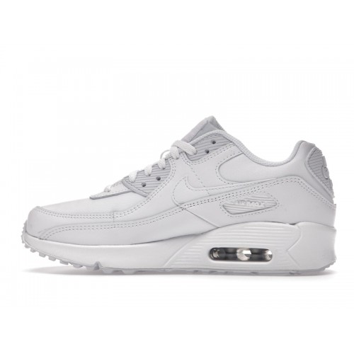 Кроссы Nike Air Max 90 Recraft Triple White (GS) - подростковая сетка размеров