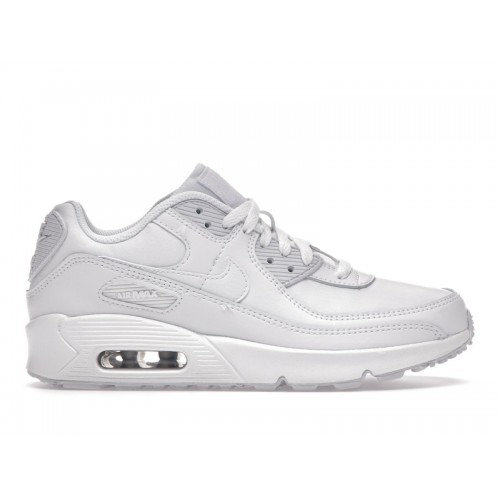 Кроссы Nike Air Max 90 Recraft Triple White (GS) - подростковая сетка размеров