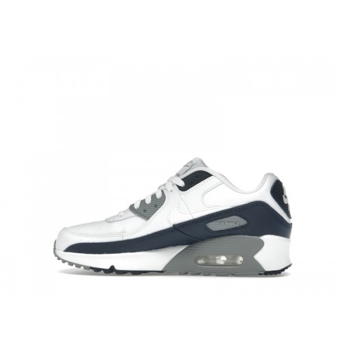 Nike Air Max 90 White Grey Obsidian (GS) - подростковая сетка размеров