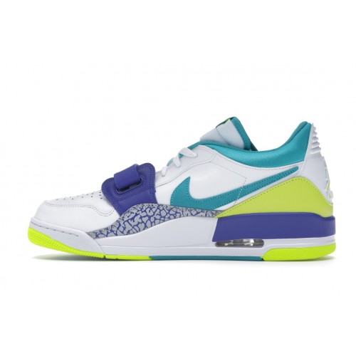 Кроссы Jordan Legacy 312 Low Ultramarine Neon Yellow Aquamarine - мужская сетка размеров