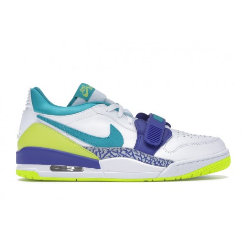 Кроссы Jordan Legacy 312 Low Ultramarine Neon Yellow Aquamarine - мужская сетка размеров