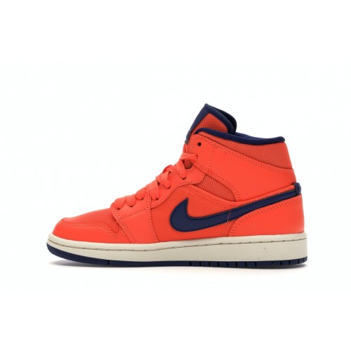 Кроссы Jordan 1 Mid Turf Orange Blue Void (W) - женская сетка размеров