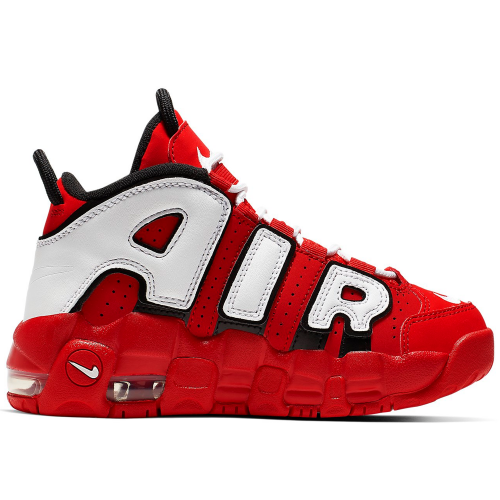 Кроссы Nike Air More Uptempo University Red Black White (PS) - детская сетка размеров