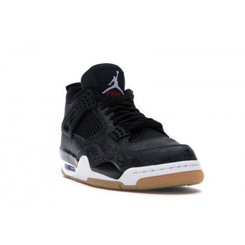 Кроссы Jordan 4 Retro Laser Black Gum - мужская сетка размеров