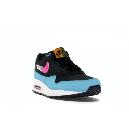 Кроссы Nike Air Max 1 Jelly Swoosh Black Fuchsia Blue Fury - мужская сетка размеров