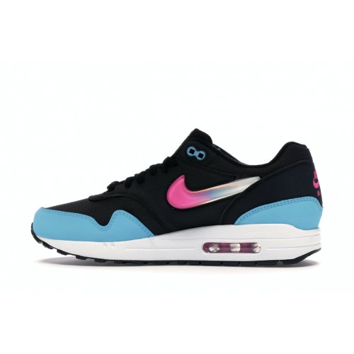 Кроссы Nike Air Max 1 Jelly Swoosh Black Fuchsia Blue Fury - мужская сетка размеров