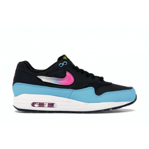 Кроссы Nike Air Max 1 Jelly Swoosh Black Fuchsia Blue Fury - мужская сетка размеров