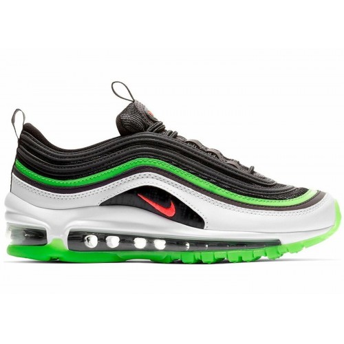 Кроссы Nike Air Max 97 Black Green Bright Crimson (GS) - подростковая сетка размеров