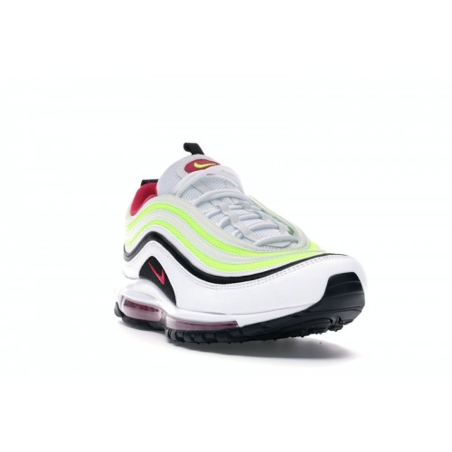 Кроссы Nike Air Max 97 White Black Volt Rush Pink - мужская сетка размеров