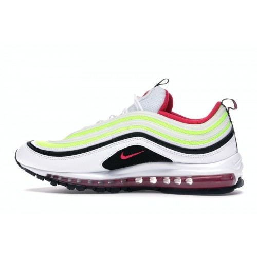 Кроссы Nike Air Max 97 White Black Volt Rush Pink - мужская сетка размеров