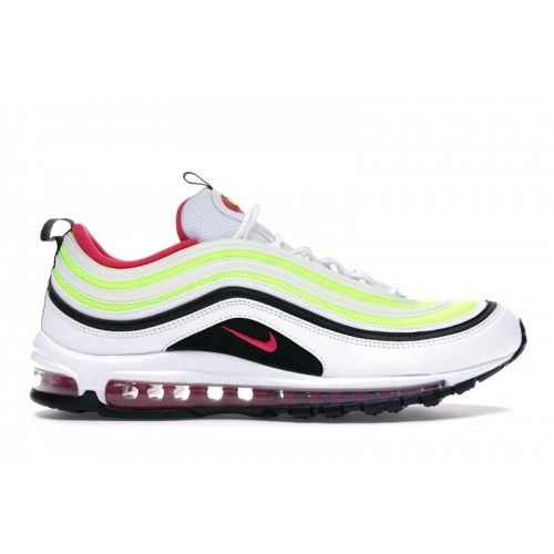 Кроссы Nike Air Max 97 White Black Volt Rush Pink - мужская сетка размеров