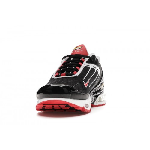 Кроссы Nike Air Max Plus 3 Black White Track Red - мужская сетка размеров