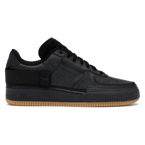 Кроссы Nike Air Force 1 Type Black Gum - мужская сетка размеров