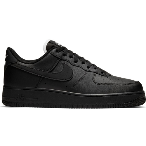 Кроссы Nike Air Force 1 Low Triple Black (White Tongue) - мужская сетка размеров