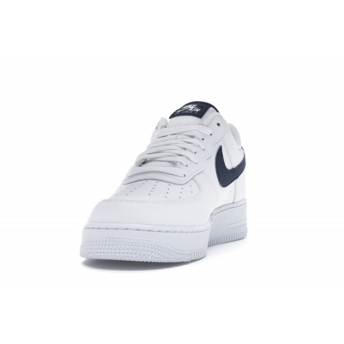 Кроссы Nike Air Force 1 Low White Midnight Navy (2020) - мужская сетка размеров