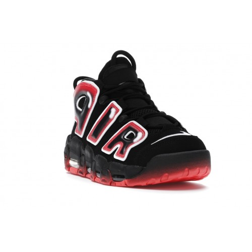 Кроссы Nike Air More Uptempo Black White Laser Crimson - мужская сетка размеров