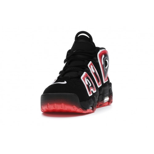 Кроссы Nike Air More Uptempo Black White Laser Crimson - мужская сетка размеров