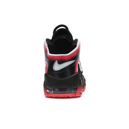 Кроссы Nike Air More Uptempo Black White Laser Crimson - мужская сетка размеров