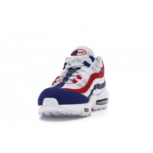 Кроссы Nike Air Max 95 White Deep Royal Blue Gym Red - мужская сетка размеров